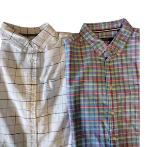 2 CREMIEUX Classics Plaid button down 100% cotton sleeveless men's shirt 2XB 38
